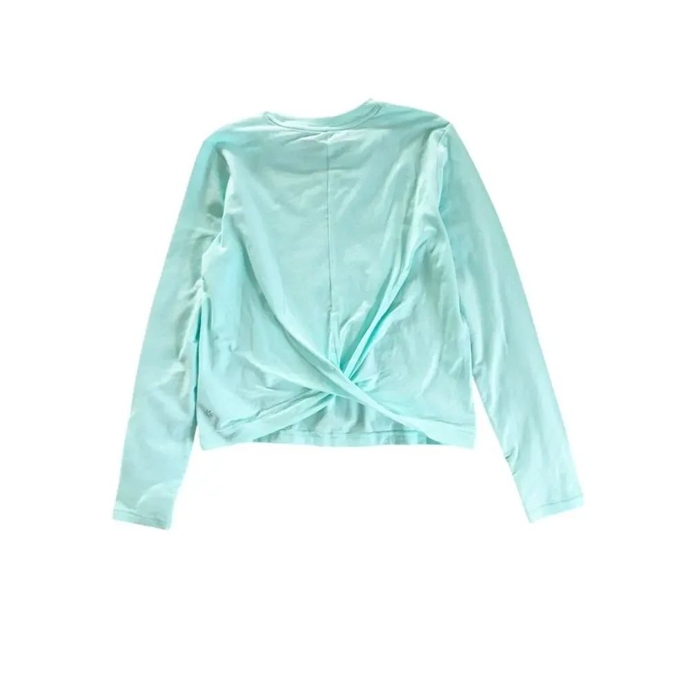 Athleta Girl Twist Around Top Light Teal Casual Workout Size M 8-10 EUC